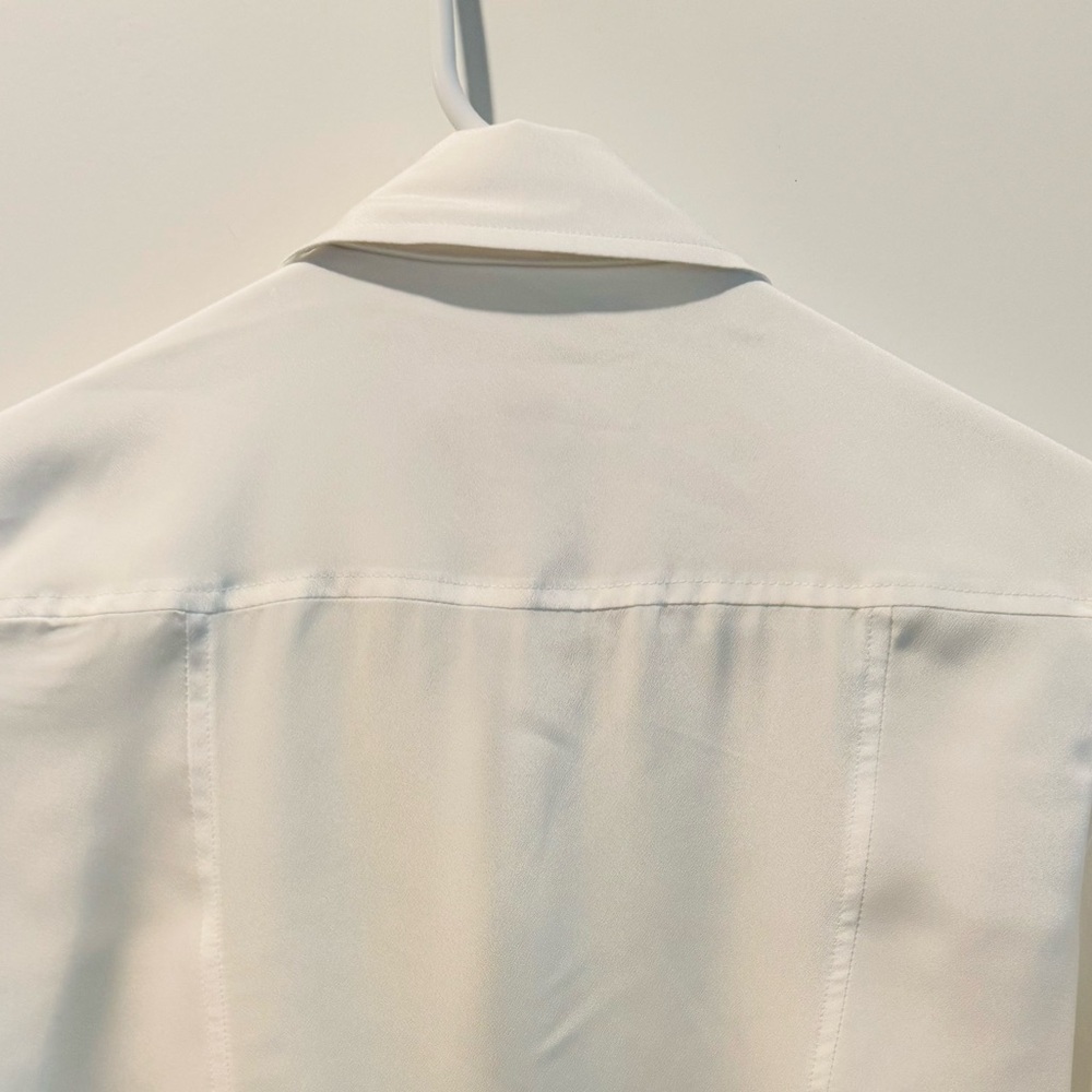 MICHAEL Michael Kors Zip Front Roll Tab Utility Blouse White Size Small - Picture 11 of 12